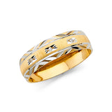 Unisex Gold and White Gold Three Cross CZ Wedding Band + Engagement Ring