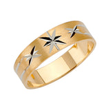 Unisex Gold and White Gold Dual Finish Star Band