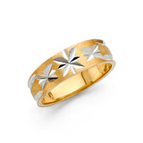 Unisex Gold and White Gold Dual Finish Star Band