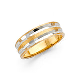 Unisex Gold and White Gold Geometric Pattern Band