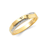 Unisex Two-Toned Split LOVE Wedding Band Trio Set + Engagement Ring