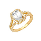 Gold Long Rectangle SZ Engagement Ring