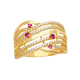 14KY Multi Line MP CZ Ring (RG2651)