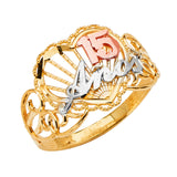 14K 3C 15 Years CZ Crown Ring (RG2678)