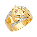 14K 3C Men's CZ Ring with Horse (RG2739)