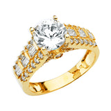 Gold Square and Little Square CZ Engagement Ring