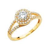 Gold Joining Loop CZ Engagement Ring