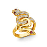 14KY CZ Double Snake Ring (RG3018)