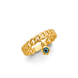 14KY Hanging Evil Eye Link Ring (RG3051)