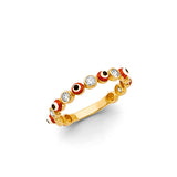 14KY CZ Red Evil Eye Ring (RG3056)