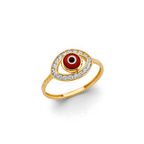 14KY CZ Red Evil Eye Ring (RG3058)
