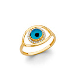 14KY CZ Blue Evil Eye Ring (RG3059)
