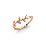 14K Pink Leaf CZ Ring (RG3136)