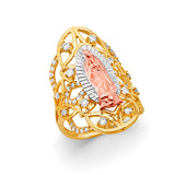 14K 3C CZ Guadalupe Ring (RG3166)