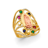 14K 2T Multi Color CZ Guadalupe Ring (RG3168)