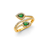 14KY Leaf Green CZ Ring (RG3190)
