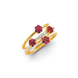 14KY Flower Red CZ Ring (RG3193)