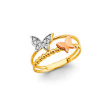 14K 3C CZ Butterfly Ring (RG3316)