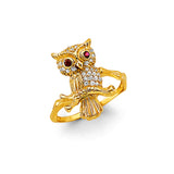 14K 2T CZ Owl Ring (RG3321)