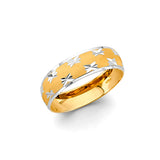 Women Gold and White Gold Diagonal Line and Circle CZ Wedding Band + Engagement Ring