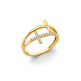 14KY CZ Double Cross Ring (RG3380)