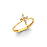 14KY CZ Cross Ring (RG3381)