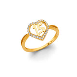 14KY CZ Heart 15 Years Ring (RG3427)