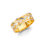 Unisex Gold and White Gold Leaf Engraved Band