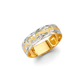 Unisex Gold and White Gold Patterned Accent Band