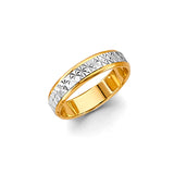 Unisex Gold and White Gold Lined Pattern Band