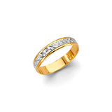 Unisex Gold and White Gold Lined Pattern Band