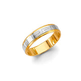 Unisex Gold and White Gold Block Pattern Band