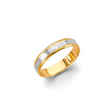 Unisex Gold and White Gold Block Pattern Band