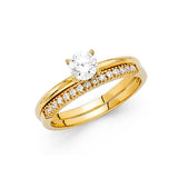 Gold Classic Thin CZ Engagement Ring