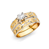 Unisex Gold and White Gold Sprouting CZ Wedding Band + Engagement Ring