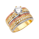 14K 3C CZ Engagement Ring/Trio Set (RG2625 (eng))
