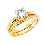 Gold Classic Polished CZ Engagement Ring