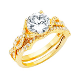 Gold Twisted and Oval CZ Engagement Ring