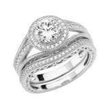 Gold Traditional Boardered CZ Engagement Ring